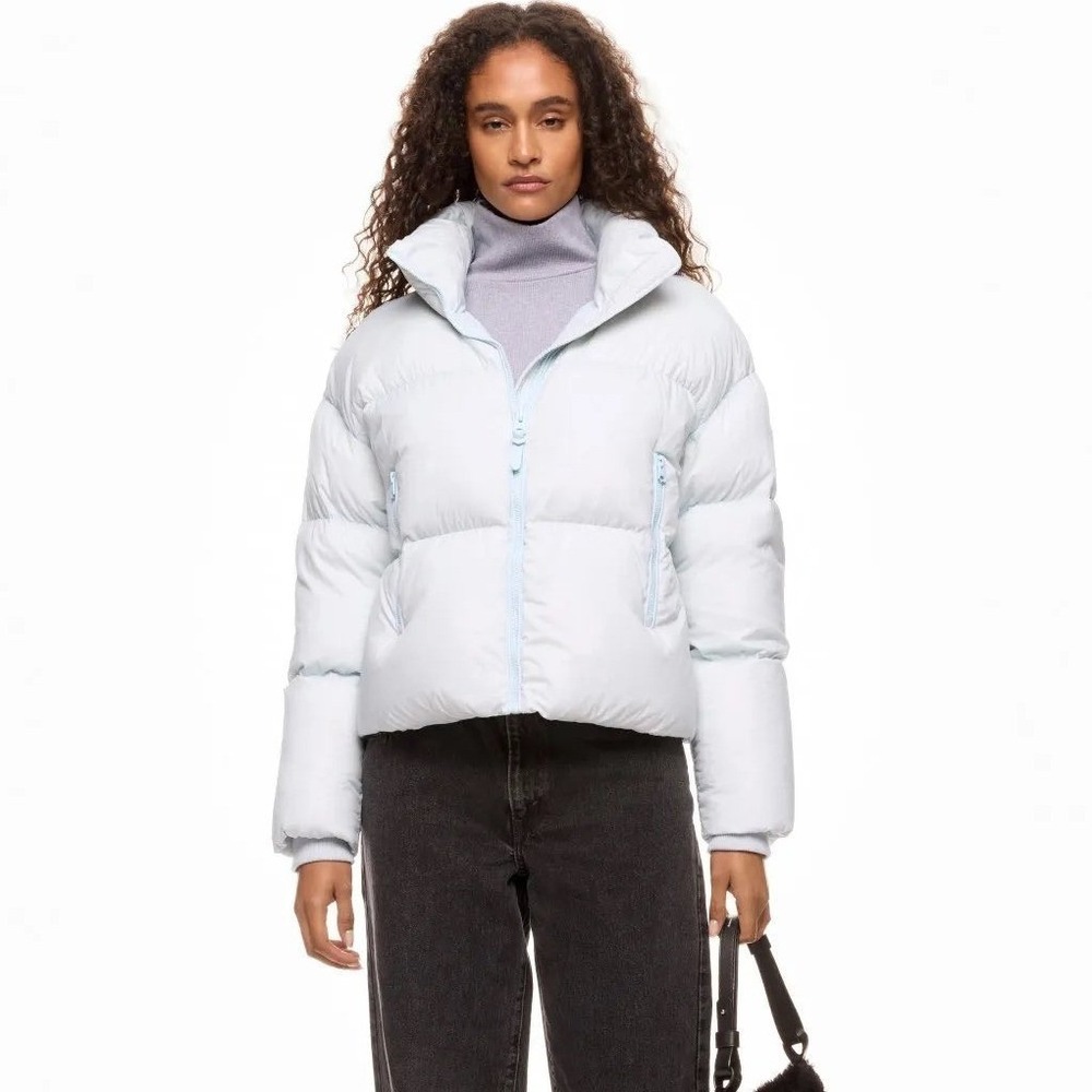 Mackage Tessy Powder Blue Nylon High Neck Quilted Puffer‎ Jacket Size XL